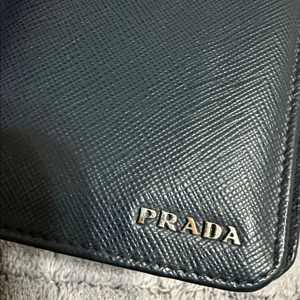 Prada Midnight Blue Leather Bifold Wallet